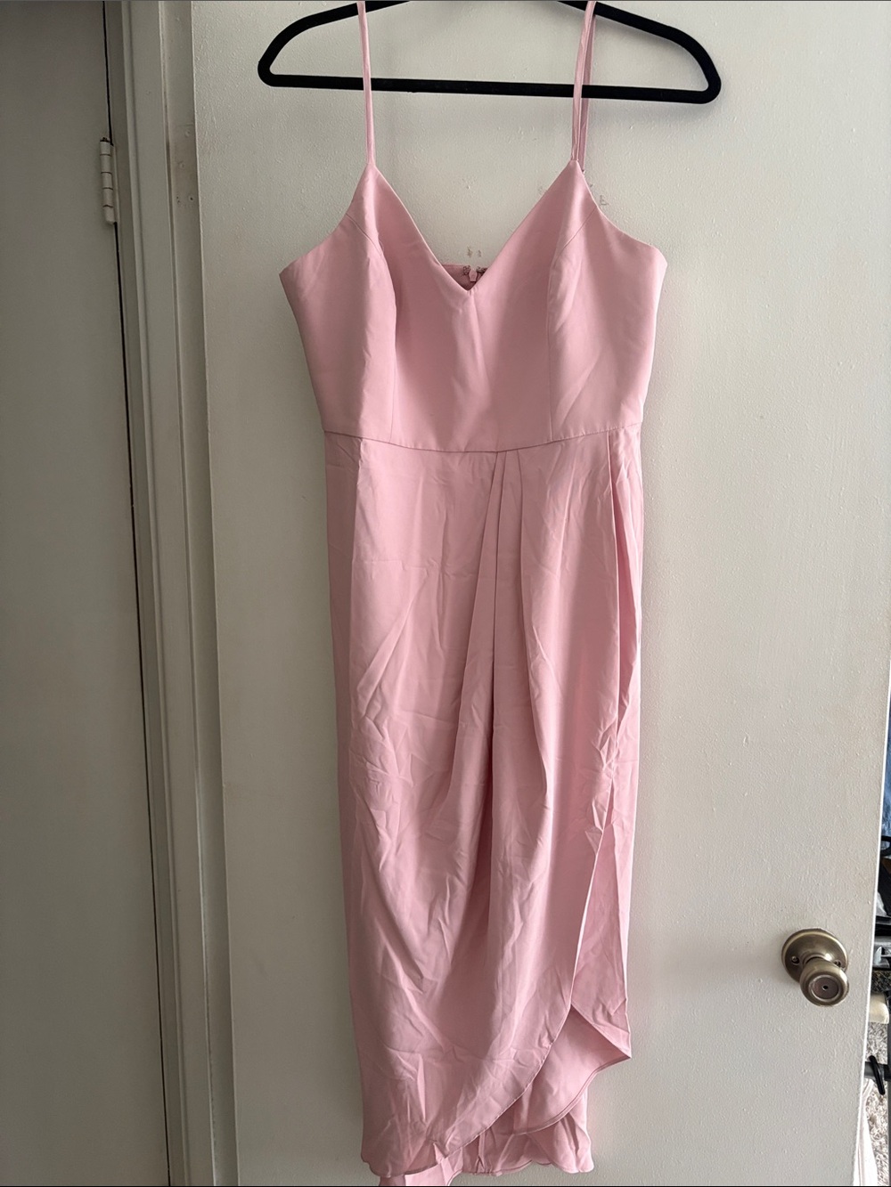 Lulu's Dusty Blush Strapless Slip Midi Dress with Spaghetti Straps